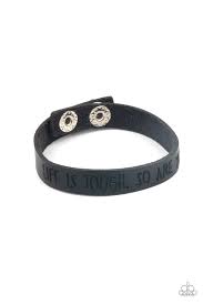 Life is Tough Black Urban Bracelet - Paparazzi - Dare2bdazzlin N Jewelry