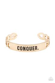 Conquer Your Fears Gold Bracelet - Paparazzi - Dare2bdazzlin N Jewelry