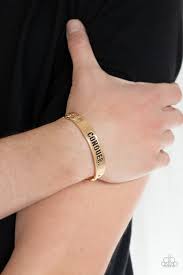 Conquer Your Fears Gold Bracelet - Paparazzi - Dare2bdazzlin N Jewelry