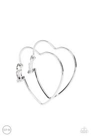 Harmonious Hearts Silver Clip-On Earring - Paparazzi - Dare2bdazzlin N Jewelry