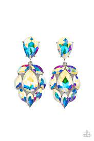 Galactic Go-Getter - Multi Iridescent Post Earring - Paparazzi - Dare2bdazzlin N Jewelry