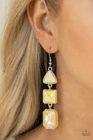 Cosmic Culture Yellow Earring - Paparazzi - Dare2bdazzlin N Jewelry
