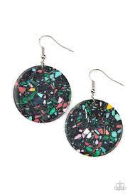 Tenaciously Terrazzo Black Earring - Paparazzi - Dare2bdazzlin N Jewelry