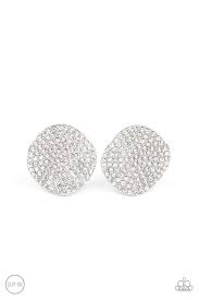 Lunch at the Louvre White Clip-On Earring - Paparazzi - Dare2bdazzlin N Jewelry