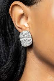 Lunch at the Louvre White Clip-On Earring - Paparazzi - Dare2bdazzlin N Jewelry