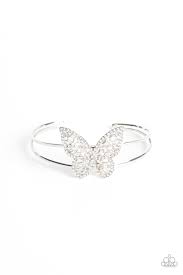 Butterfly Bella White Bracelet - Paparazzi - Dare2bdazzlin N Jewelry