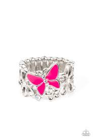 All FLUTTERED Up Pink Ring - Paparazzi - Dare2bdazzlin N Jewelry
