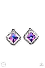 Cosmic Catwalk Purple Clip-On Earring - Paparazzi - Dare2bdazzlin N Jewelry