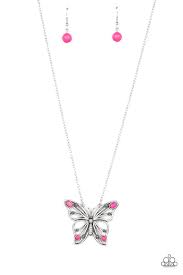 Badlands Butterfly Pink Necklace - Paparazzi - Dare2bdazzlin N Jewelry