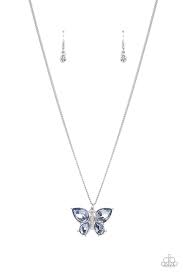 Free-Flying Flutter Blue Necklace - Paparazzi - Dare2bdazzlin N Jewelry