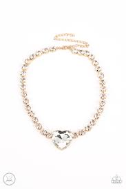Heart in my Throat Gold Necklace - Paparazzi - Dare2bdazzlin N Jewelry