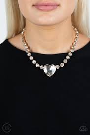 Heart in my Throat Gold Necklace - Paparazzi - Dare2bdazzlin N Jewelry