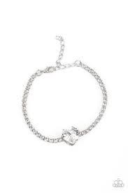 Bedazzled Beauty - White Bracelet - Paparazzi - Dare2bdazzlin N Jewelry