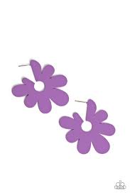 Flower Power Purple Earring - Paparazzi - Dare2bdazzlin N Jewelry