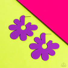 Flower Power Purple Earring - Paparazzi - Dare2bdazzlin N Jewelry
