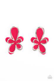 Glimmering Gardens Pink Post Earring - Paparazzi - Dare2bdazzlin N Jewelry