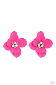 Jovial Jasmine Pink Post Earring - Paparazzi - Dare2bdazzlin N Jewelry