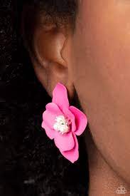 Jovial Jasmine Pink Post Earring - Paparazzi - Dare2bdazzlin N Jewelry