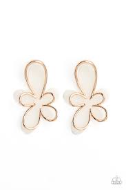 Glimmering Gardens Gold Post Earring - Paparazzi - Dare2bdazzlin N Jewelry