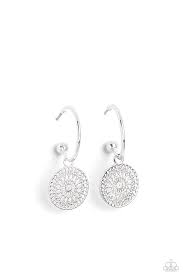 Mandala Maiden Silver Hoop Earring - Paparazzi - Dare2bdazzlin N Jewelry