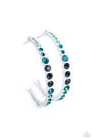 Gossip CURL Blue Hoop Earring - Paparazzi - Dare2bdazzlin N Jewelry