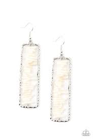 Don't QUARRY, Be Happy White Earring -  Paparazzi - Dare2bdazzlin N Jewelry