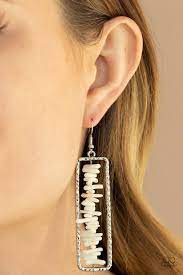 Don't QUARRY, Be Happy White Earring -  Paparazzi - Dare2bdazzlin N Jewelry
