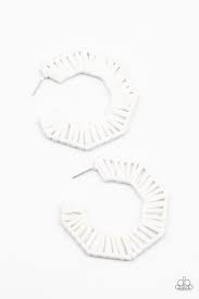 Fabulously Fiesta White Hoop Earring - Paparazzi - Dare2bdazzlin N Jewelry