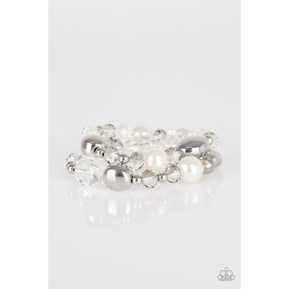 Downtown Dazzle White Bracelet - Paparazzi - Dare2bdazzlin N Jewelry