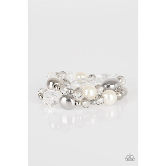 Downtown Dazzle White Bracelet - Paparazzi - Dare2bdazzlin N Jewelry