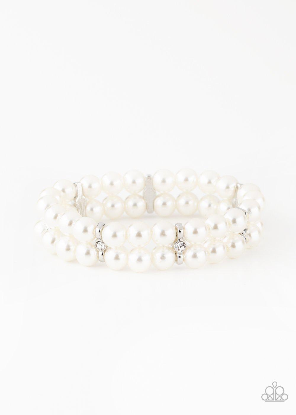 Downtown Debut - White Bracelet - Paparazzi - Dare2bdazzlin N Jewelry