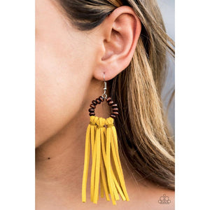 Easy To PerSUEDE - Yellow Earrings - Paparazzi - Dare2bdazzlin N Jewelry