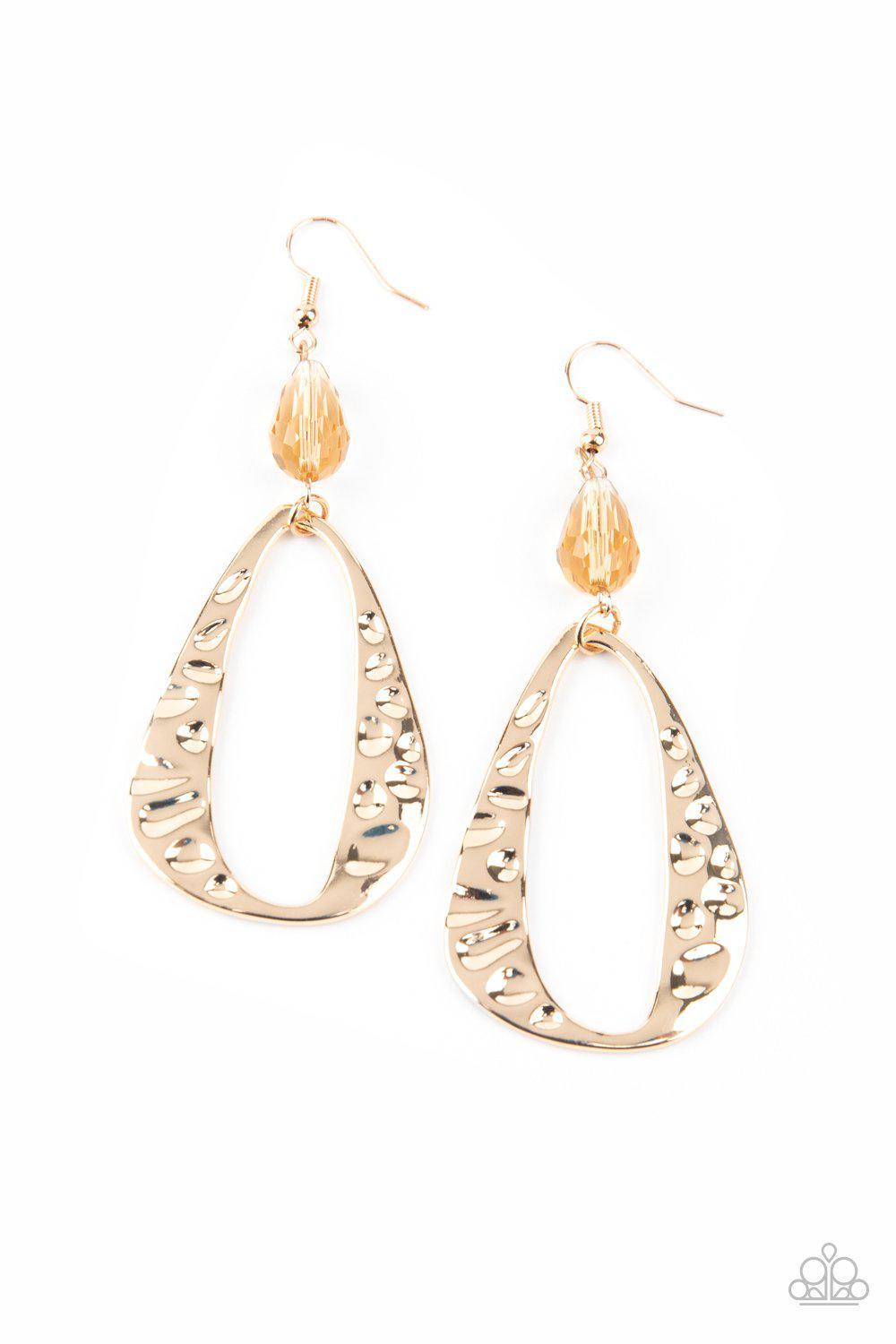 Enhanced Elegance - Gold Earring - Paparazzi - Dare2bdazzlin N Jewelry