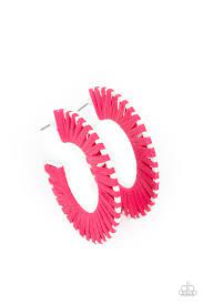 Everybody Conga! Pink Hoop Earring - Paparazzi - Dare2bdazzlin N Jewelry