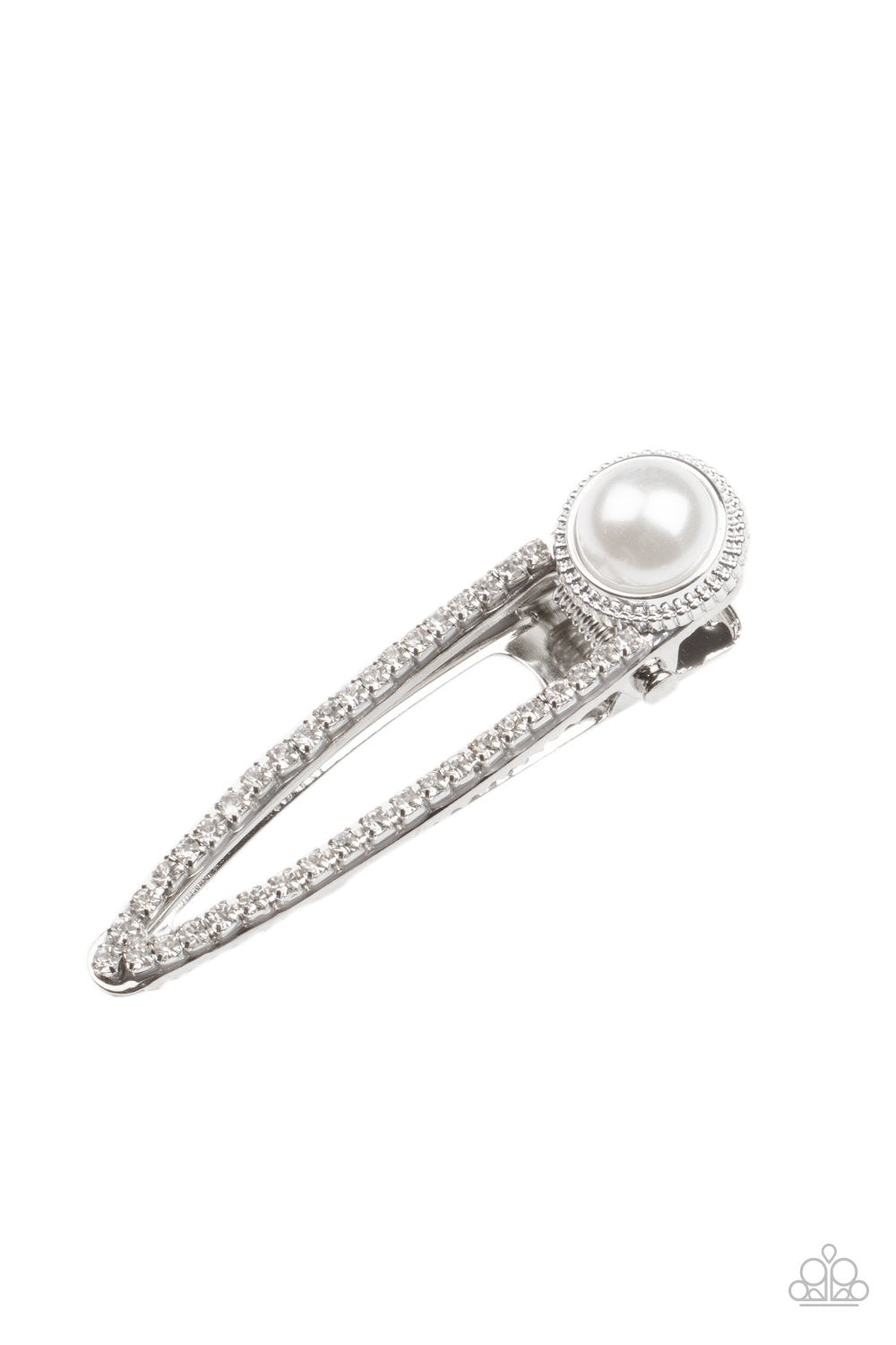 Expert in Elegance - White Hairclip- Paparazzi - Dare2bdazzlin N Jewelry
