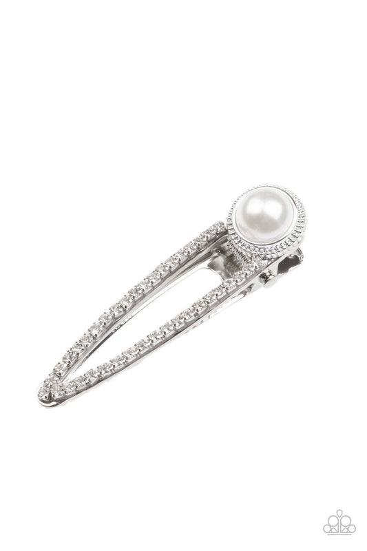 Expert in Elegance - White Hairclip- Paparazzi - Dare2bdazzlin N Jewelry