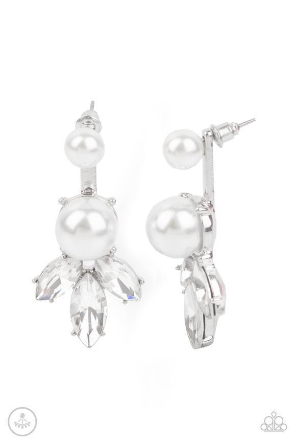 Extra Elite White Post Earring - Paparazzi - Dare2bdazzlin N Jewelry