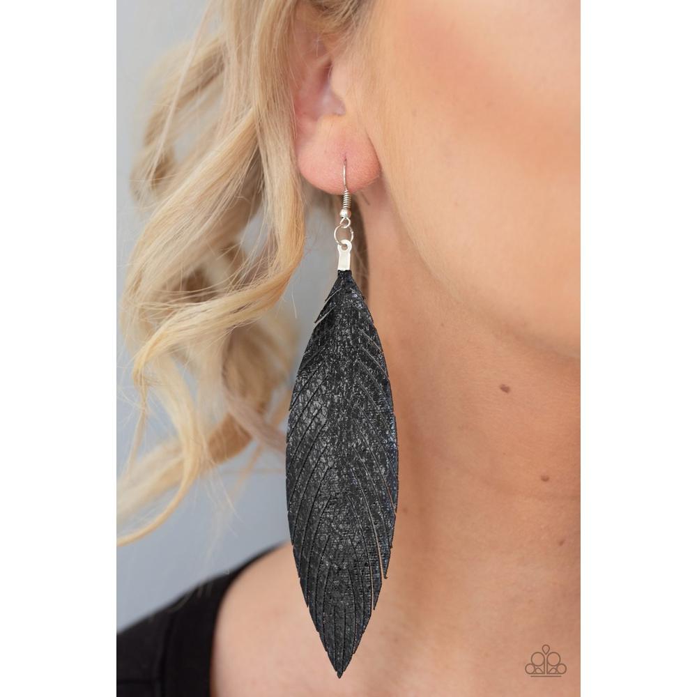 Feather Fantasy - Black Earring - Paparazzi - Dare2bdazzlin N Jewelry