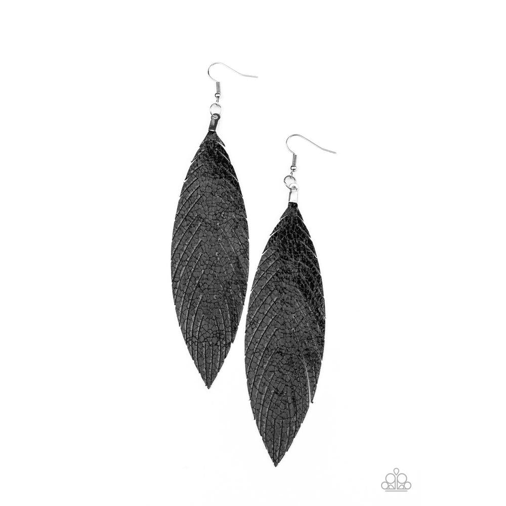 Feather Fantasy - Black Earring - Paparazzi - Dare2bdazzlin N Jewelry