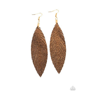 Feather Fantasy Gold Earring - Paparazzi - Dare2bdazzlin N Jewelry