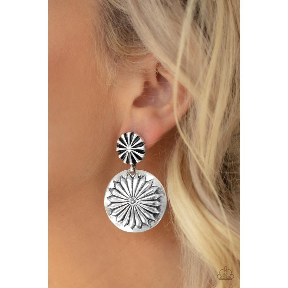 Fierce Florals - Silver Earring - Paparazzi - Dare2bdazzlin N Jewelry