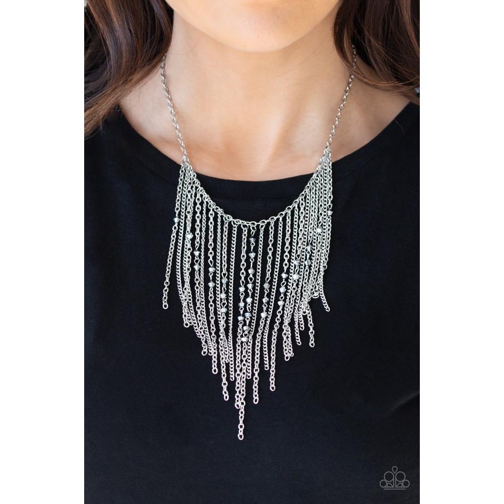 First Class Fringe Silver Necklace - Paparazzi - Dare2bdazzlin N Jewelry