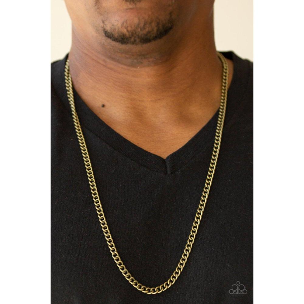 First Rule Of Fight Club - Brass Necklace - Paparazzi - Dare2bdazzlin N Jewelry