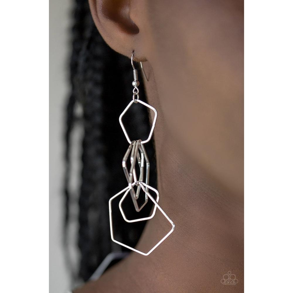 Five-Sided Fabulous - Silver Earring - Paparazzi - Dare2bdazzlin N Jewelry