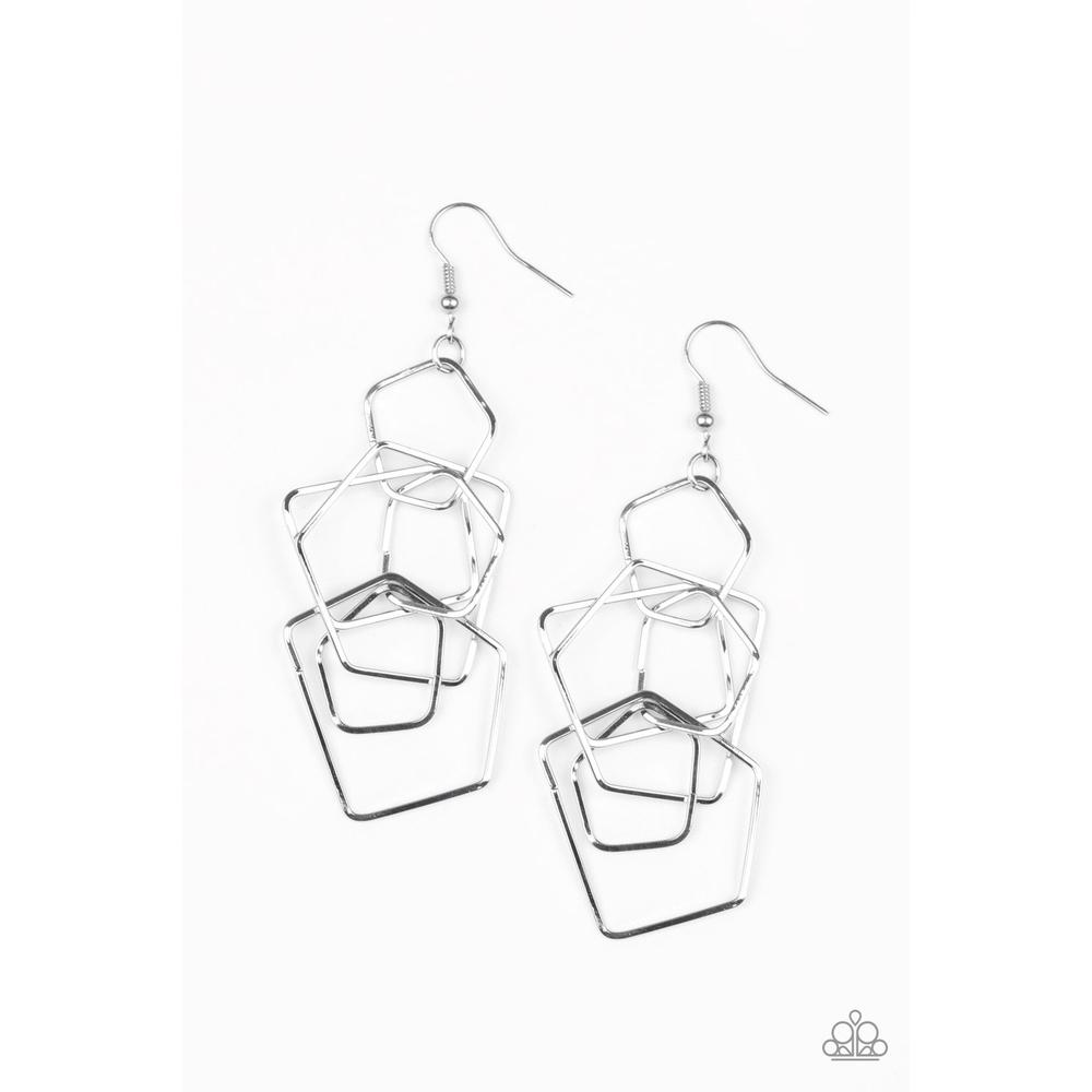 Five-Sided Fabulous - Silver Earring - Paparazzi - Dare2bdazzlin N Jewelry