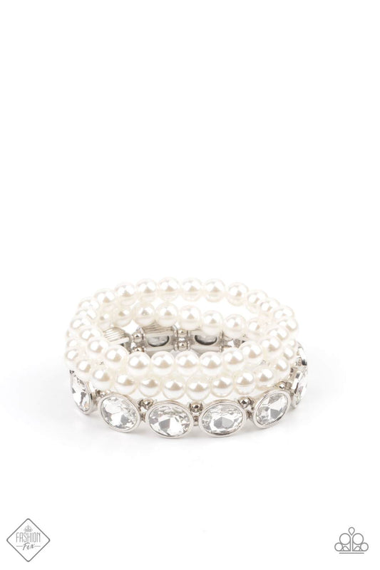 Flawlessly Flattering White Bracelet - Paparazzi - Dare2bdazzlin N Jewelry