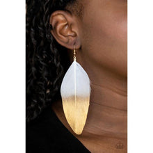 Load image into Gallery viewer, Fleek Feathers White Earring - Paparazzi - Dare2bdazzlin N Jewelry
