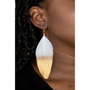 Fleek Feathers White Earring - Paparazzi - Dare2bdazzlin N Jewelry