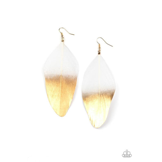 Fleek Feathers White Earring - Paparazzi - Dare2bdazzlin N Jewelry