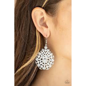 Floral Affair - White Earring - Paparazzi - Dare2bdazzlin N Jewelry